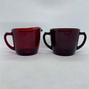 Vintage Anchor Hocking Royal Ruby Red Creamer and Sugar Set